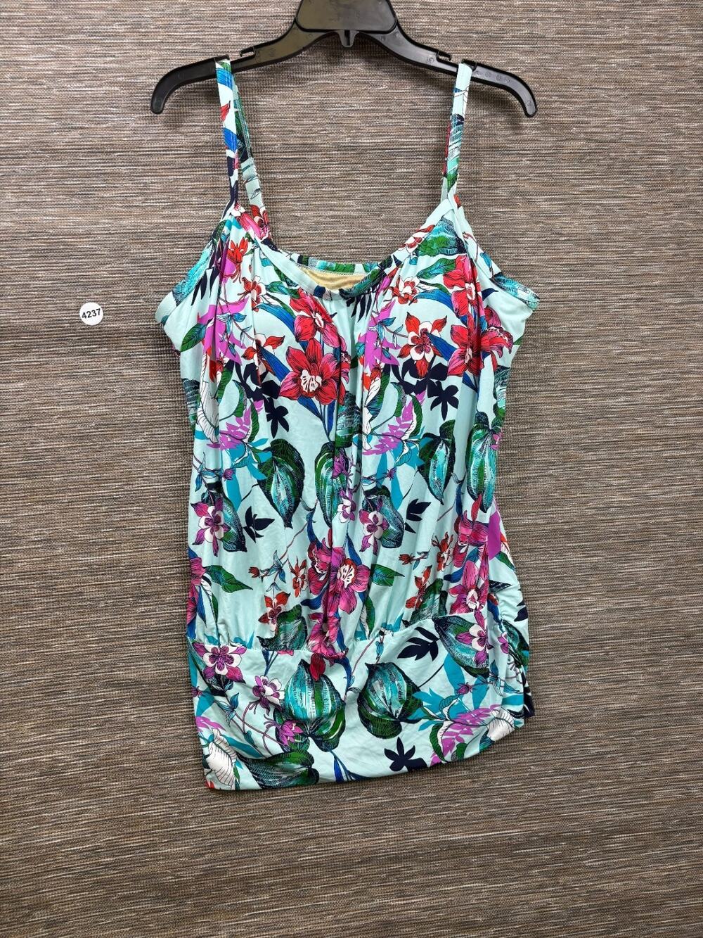 Swimsuits For All Floral Tankini Womens Size 18 Teal Ruffle